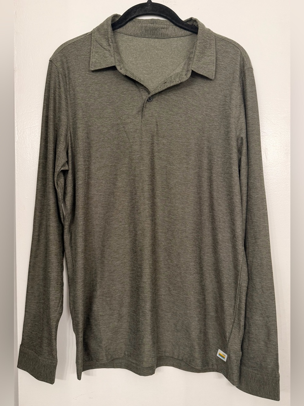 Vuori Long Sleeve Strato Tech Polo Heather Green Size Small